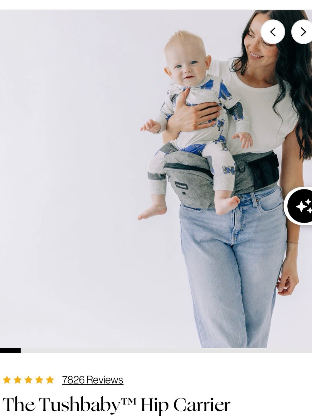 Tushbaby™ Gray Hip Carrier - Comfortable Hands-Free Baby Seat